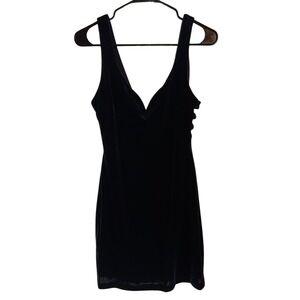 Velvet Mini Dress V Neck Sleeveless Party Cocktail Dress Dark Blue size 13 /‎ 14